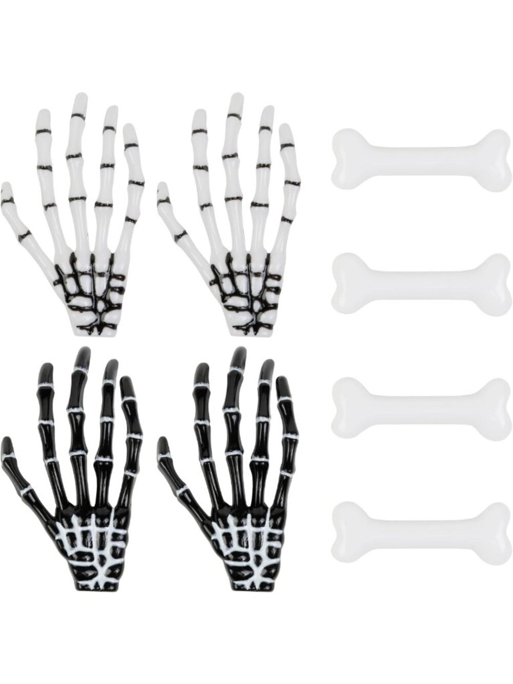8Pcs Skull Hand Hair Clips - Bone Claw Clips for Halloween, Cosplay & Parties